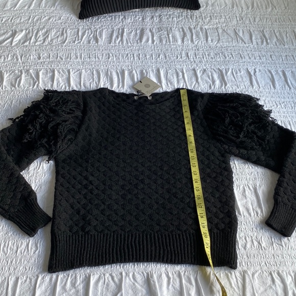Niccolai long sleeved black sweater w  crew neck and fringe on sleeves. Med. NWT - Picture 7 of 10